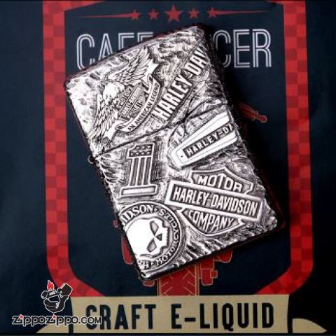 Bật Lửa Zippo Bạc Nguyên Khối Cao Cấp Khắc Harley Davidson Armor