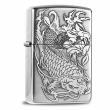 Bật lửa Zippo Bạc nguyên khối cao cấp khắc Hình Cá Chép Bản Amor