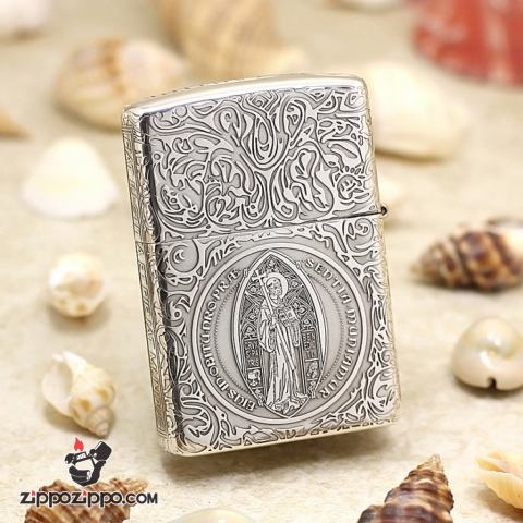 Bật Lửa Zippo Bạc nguyên khối Cao Cấp khắc hình  Nổi Constantine Phiên Bản Amor