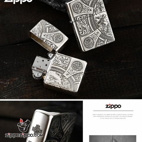 Bật lửa Zippo Bạc nguyên khối cao cấp khắc Hình Thần Chết Bản Amor.