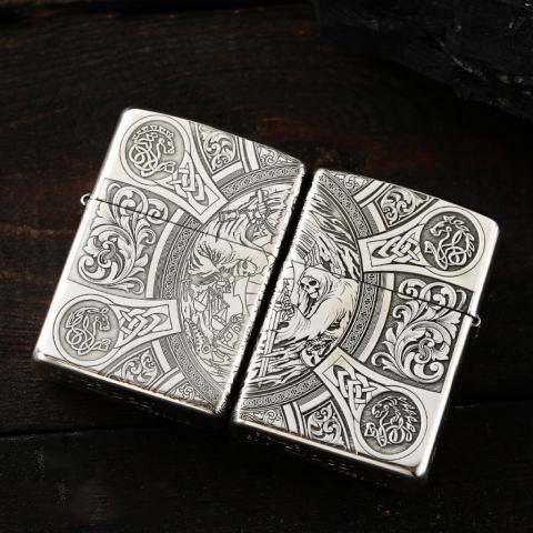 Bật lửa Zippo Bạc nguyên khối cao cấp khắc Hình Thần Chết Bản Amor.