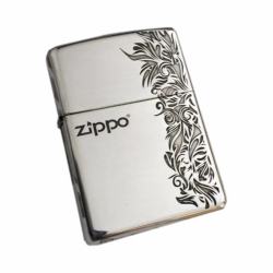 Bật Lửa Zippo Bạc Nguyên Khối Cao Cấp Khắc Họa Tiết Hoa Văn ý Bản Armor - Mã SP: ZPC2812-A