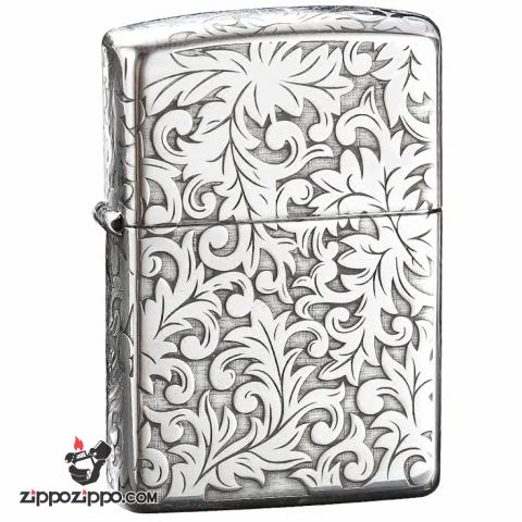 Bật lửa Zippo Bạc nguyên khối cao cấp khắc Hoa Văn Hình Nổi Bản Tiêu Chuẩn.