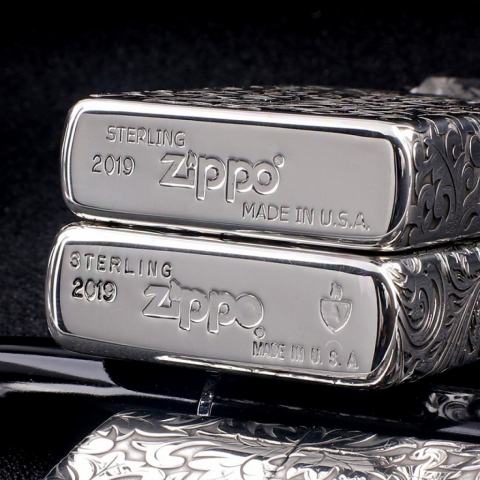 Bật Lửa Zippo Bạc Nguyên Khối Cao Cấp Khắc Hoa Văn Tình Yêu Hoa Elf Bản Mỏng
