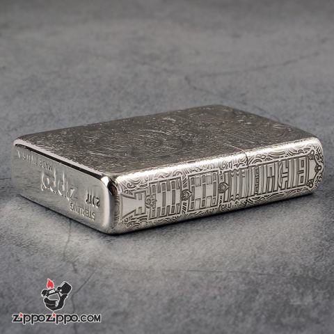Bật Lửa Zippo Bạc Nguyên Khối Cao Cấp Khắc Kiếp Luân Hồi Bản Mỏng