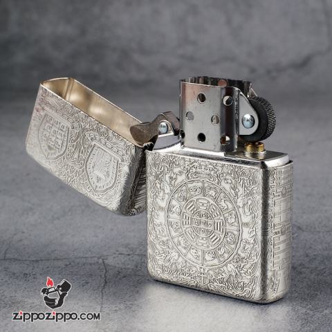 Bật Lửa Zippo Bạc Nguyên Khối Cao Cấp Khắc Kiếp Luân Hồi Vỏ Dầy Bản Armor