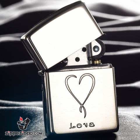 Bật Lửa Zippo Bạc Nguyên Khối Cao Cấp Khắc Love Vỏ Dầy Bản Armor