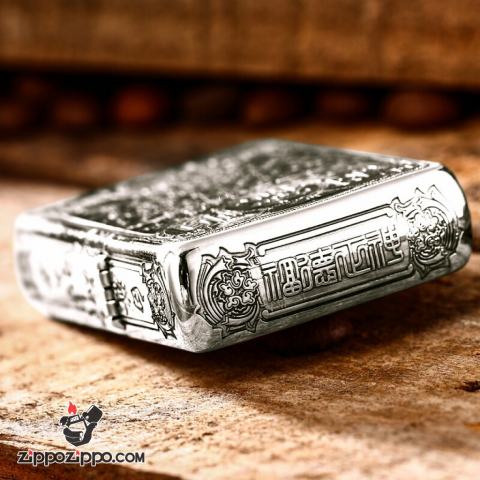 Bật lửa Zippo Bạc Nguyên Khối Cao Cấp Khắc Ông Thổ Địa Vỏ Dầy Bản Armor