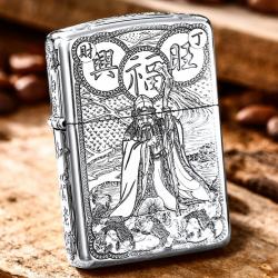 Bật lửa Zippo Bạc Nguyên Khối Cao Cấp Khắc Ông Thổ Địa Vỏ Dầy Bản Armor - Mã SP: ZPC2859-A