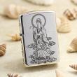 Bật Lửa Zippo Bạc Nguyên Khối Cao Cấp Khắc Phật Bà Quan Âm