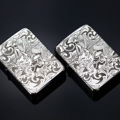 Bật Lửa Zippo Bạc Nguyên Khối Cao Cấp Khắc Rồng Quấn Quanh Phiên Bản 1941