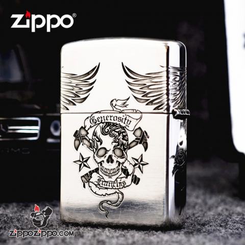 Bật Lửa Zippo Bạc Nguyên Khối Cao Cấp Khắc  Since Eagle Vỏ Dầy Bản Armor