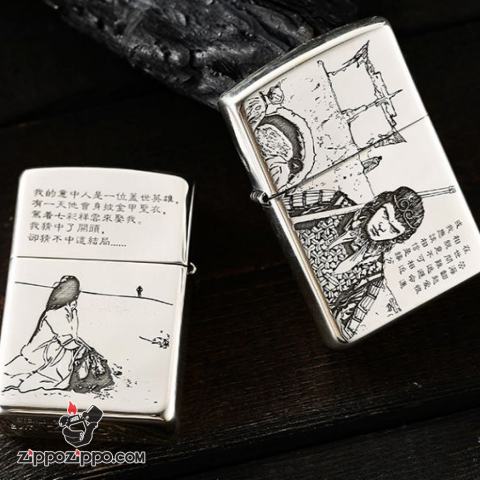 Bật Lửa Zippo Bạc Nguyên Khối Cao Cấp Khắc Tề Thiên Đại Thánh Armor