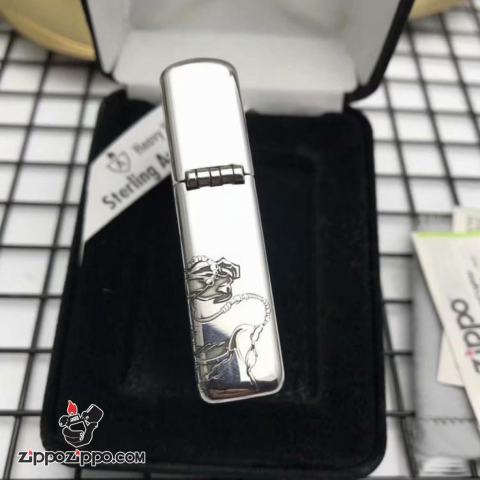 Bật Lửa Zippo Bạc Nguyên Khối Cao Cấp Khắc Thần Chết Armor