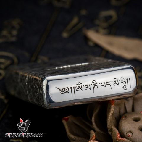 Bật Lửa Zippo Bạc Nguyên Khối Cao Cấp Khắc Lục Tự Đại Minh Chú Armor