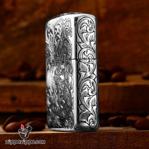 Bật Lửa Zippo Bạc Nguyên Khối Cao Cấp Khắc Tỳ Hưu Năm Mặt Tài Lộc Giới Hạn 99 Chiếc Bản Armor
