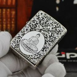 Bật lửa Zippo Bạc nguyên khối khắc Phật Như Lai - Mã SP: ZPC0896