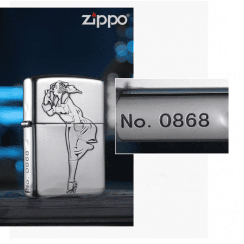 Bật Lửa Zippo Bạc Nguyên Khối Phiên Bản Giới Hạn Cô Gái windy Bản Vỏ Dầy Armor
