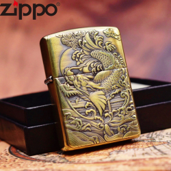 BẬT LỬA ZIPPO BẢN ĐỒNG DÀY KHẮC HÌNH 3D CÁ RỒNG - Mã SP: ZPC4258