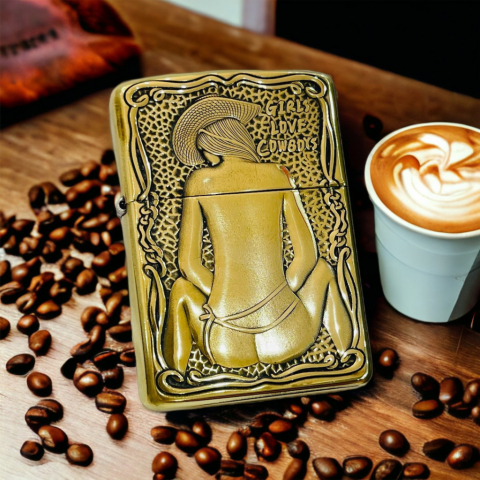 BẬT LỬA ZIPPO BẢN ĐỒNG DÀY KHẮC HÌNH 3D CÔ GÁI SEXY PHIÊN BẢN 2