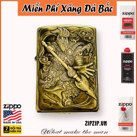 BẬT LỬA ZIPPO  BẢN ĐỒNG KHẮC HÌNH 3D TRIÊU VÂN PHIÊN BẢN 2 SIÊU NÉT