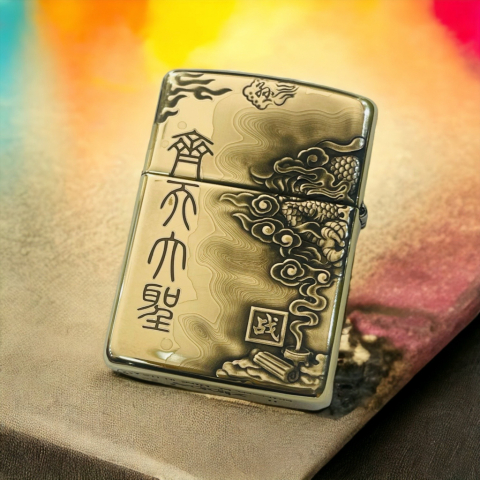 BẬT LỬA ZIPPO BẢN ĐỒNG TRƠN AMOR CHÍNH HÃNG KHẮC HÌNH 3D QUAN CÔNG SIÊU SẮC NÉT
