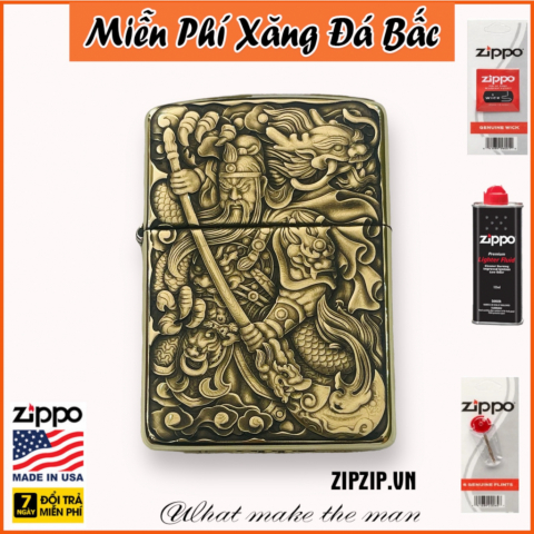 BẬT LỬA ZIPPO BẢN ĐỒNG TRƠN AMOR CHÍNH HÃNG KHẮC HÌNH 3D QUAN CÔNG SIÊU SẮC NÉT