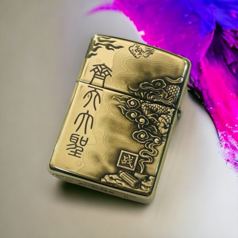 BẬT LỬA ZIPPO BẢN ĐỒNG TRƠN AMOR CHÍNH HÃNG KHẮC HÌNH 3D QUAN CÔNG SIÊU SẮC NÉT