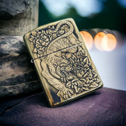 BẬT LỬA ZIPPO BẢN ĐÔNG TRƠN KHẮC 3D HÌNH HỔ VẰN XUỐNG NÚI SIÊU SẮC NÉT - Mã SP: ZPC4109-169