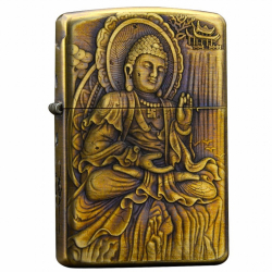 BẬT LỬA ZIPPO BẢN ĐỒNG TRƠN KHẮC 3D HÌNH PHẬT A DI ĐÀ - Mã SP: ZPC4194