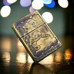 BẬT LỬA ZIPPO BẢN ĐÔNG TRƠN KHẮC 3D HÌNH TUỔI CON DÊ SIÊU SẮC NÉT - Mã SP: ZPC4110-169