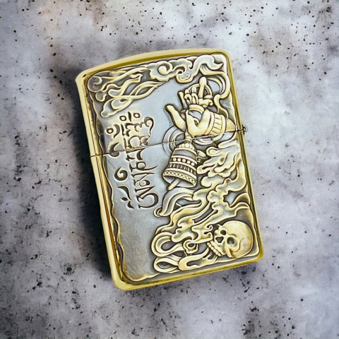 BẬT LỬA ZIPPO BẢN ĐỒNG TRƠN KHẮC HÌNH 3D BẤT ĐỘNG MINH VƯƠNG  SIÊU SẮC NÉT