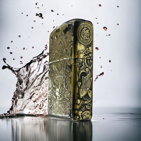 BẬT LỬA ZIPPO BẢN ĐỒNG TRƠN KHẮC HÌNH 3D CÁ CHÉP HOÁ RỒNG SIÊU SẮC NÉT