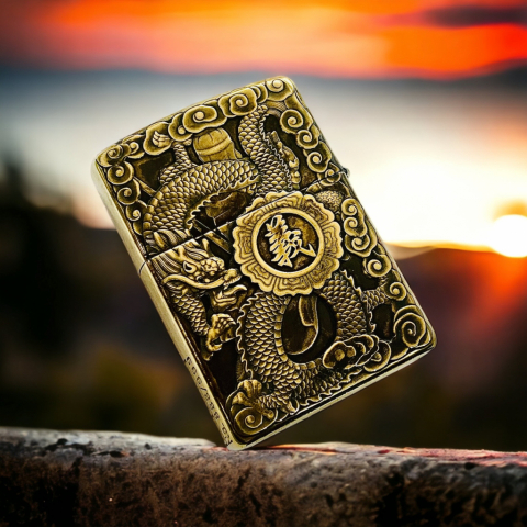 BẬT LỬA ZIPPO  BẢN ĐỒNG TRƠN KHẮC HÌNH 3D QUAN CÔNG PHIÊN BẢN 2 SIÊU NÉT