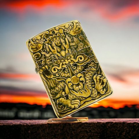 BẬT LỬA ZIPPO  BẢN ĐỒNG TRƠN KHẮC HÌNH 3D RỒNG 2 MẶT PHIÊN BẢN 3 SIÊU NÉT