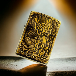 BẬT LỬA ZIPPO BẢN ĐỒNG TRƠN KHẮC HÌNH 3D RỒNG  PHIÊN BẢN 4 SIÊU NÉT - Mã SP: ZPC4149-169