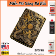 BẬT LỬA ZIPPO BẢN ĐỒNG TRƠN KHẮC HÌNH 3D RỒNG PHƯỢNG  PHIÊN BẢN 2 SIÊU NÉT 3D043