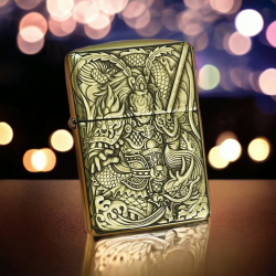 BẬT LỬA ZIPPO BẢN ĐỒNG TRƠN KHẮC HÌNH 3D TỀ THIÊN ĐẠI THÁNH  RỒNG SIÊU SẮC NÉT - Mã SP: ZPC4107-169