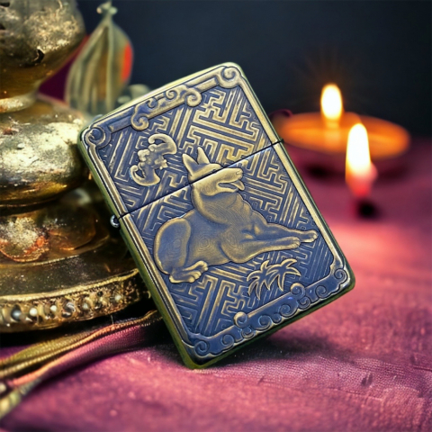 BẬT LỬA ZIPPO BẢN ĐỒNG TRƠN KHẮC HÌNH 3D TUỔI CON CHÓ  SIÊU SẮC NÉT