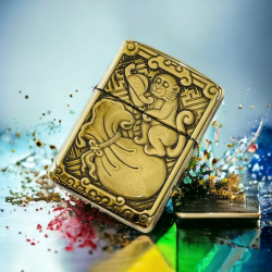 BẬT LỬA ZIPPO BẢN ĐỒNG TRƠN KHẮC HÌNH 3D TUỔI CON KHỈ SIÊU SẮC NÉT