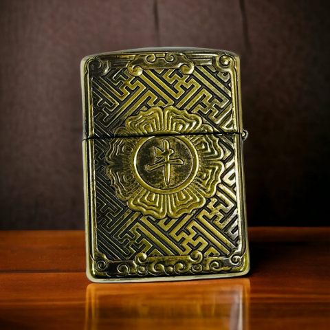 BẬT LỬA ZIPPO BẢN ĐỒNG TRƠN KHẮC HÌNH 3D TUỔI CON TRÂU  RỒNG SIÊU SẮC NÉT