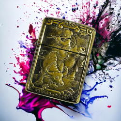 BẬT LỬA ZIPPO BẢN ĐỒNG TRƠN KHẮC HÌNH 3D TUỔI CON TRÂU  RỒNG SIÊU SẮC NÉT - Mã SP: ZPC4105-169
