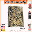 BẬT LỬA ZIPPO BẢN ĐỒNG TRƠN KHẮC HÌNH RỒNG ÂM DƯƠNG SIÊU SẮC NÉT