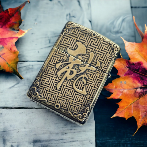 BẬT LỬA ZIPPO BẢN ĐỒNG TRƠN KHẮC HÌNH RỒNG ÂM DƯƠNG SIÊU SẮC NÉT