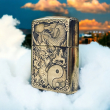 BẬT LỬA ZIPPO BẢN ĐỒNG TRƠN KHẮC HÌNH RỒNG ÂM DƯƠNG SIÊU SẮC NÉT