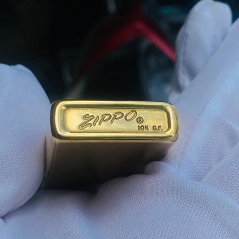 BẬT LỬA ZIPPO BẢN SLIM CỔ  XƯỚC BỌC VÀNG 10K