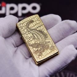 Bật Lửa Zippo Chạm Khắc Cá Sấu Bao Quanh Phiên Bản Hẹp Slim - Mã SP: ZPC2947