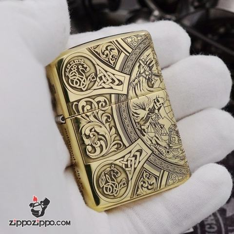 Bật Lửa Zippo Chất Liệu Đồng chạm khắc Apocalypse bốn hiệp sĩ Armor
