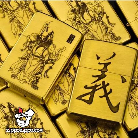 Bật lửa Zippo chất liệu đồng khắc hình Ông Quan Công