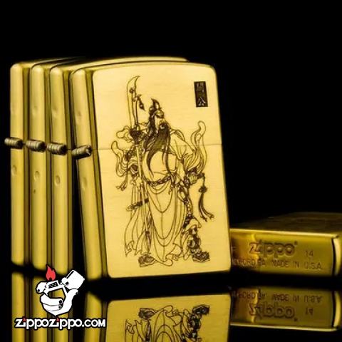 Bật lửa Zippo chất liệu đồng khắc hình Ông Quan Công